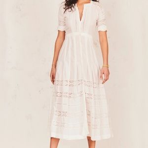 Loveshackfancy Edie White Crochet Maxi Dress S